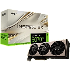 MSI Video Card Nvidia GeForce RTX 5070 TI 16G INSPIRE 3X OC, 16GB GDDR7, 256bit, Effective Memory Clock: 28000MHz, Boost: 2482 MHz, 8960 CUDA Cores, PCIe 5.0, 3x DP 2.1b, HDMI 2.1b, Triple Fan, 1x16pin, 750W Recommended PSU, 3Y