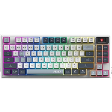MSI FORGE GK600 TKL WIRELESS SKY - Hot-Swappable Mechanical Switches, PBT Keycaps, Sound-Dampening Foam and Gaskets, Integrated Display, RGB LED, 2.4GHz, BT, USB-C
