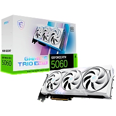 MSI Video Card NVIDIA GeForce RTX 5060 8G GAMING TRIO OC WHITE, 8GB GDDR7, 128-bit, 2640 MHz Boost, 3840 CUDA Cores, PCIe 5.0 (x8), 3x DP 2.1b, HDMI 2.1b, RAY TRACING, Triple Fan, 155W TDP, 8-pin PCIe Power, G-SYNC, 3Y