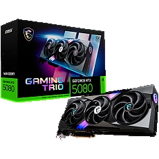MSI Video Card Nvidia GeForce RTX 5080 16G GAMING TRIO OC, 16GB GDDR7, 256bit, Effective Memory Clock: 30000MHz, Boost: 2617 MHz, 10752 CUDA Cores, PCIe 5.0, 3x DP 2.1a, HDMI 2.1b, RAY TRACING, Triple Fan, 1x16pin, 850W Recommended PSU, 3Y