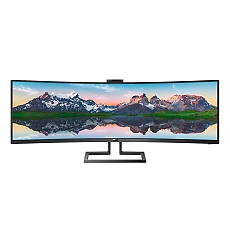 Philips 499P9H, 49" 32:9 Super Wide Curved 1800R VA LED, 5120x1440@60Hz, HDR 400, 5ms, 3000:1, 80M:1 DCR, 450 cd/m2, Web cam,Tilt, Swivel, Heigh Adjust, HDMI, DP, Headphone Out, Speakers, USB-C/USB 3.1, RJ45, Black