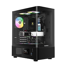 Gamdias кутия Case ATX - ATLAS E2 - 3 x 120 mm A-RGB, Digital Display, Curved Glass