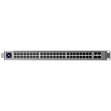 Ubiquiti 48-port, Layer 3 switch 2.5 GbE and PoE++ output, 16x 2.5 GbE ports including (8) PoE+ and (8) PoE++, 32x GbE ports including (24) PoE+ and (8) PoE++, 4x 10G SFP+ ports. Can power devices with up to 720W, it has power consumption of 100W (Excludi