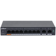 Dahua 10-Port Cloud Managed Desktop PoE Switch, 8x PoE 100 Mbps, Port 1 - 60W, Port 2-8 - 30W, total 60W, 2x uplink 1 Gbps.