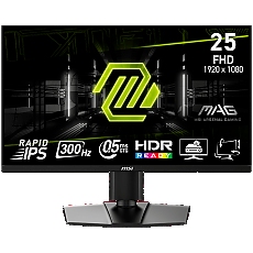 MSI MAG 255PxF, Gaming Monitor, 24.5" 300Hz, FHD (1920x1080) 16:9, Rapid IPS Anti-glare, 0.5ms, 250nits, 1000:1, 178/178, AMD FreeSync Premium, 2x2W Speakers, Adjustable stand, 1x DP, 2x HDMI, 1x Headphone-out, 3Y Warranty