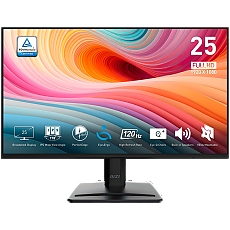 MSI PRO MP252 E2 Professional Business Monitor, 24.5" 120Hz, FHD (1920x1080) 16:9, IPS Anti-glare, 1ms/4ms, 300nits, 1500:1, 178/178, Adaptive-Sync, Tilt, Speakers, 1x HDMI, 1x DP, 1x Headphone-out, 3Y Warranty