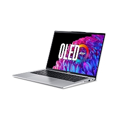 Acer Swift Go14, SFG14-73-56V2, Intel Core Ultra 5 125U (up to 4.3GHz, 12MB), 14" 3K (2880x1800) Cine Crystal OLED WQ2.8K 90Hz, 16GB DDR5(on bord) no slot, 1024GB, Intel Graphics, QHD Webcam, FPR, KB backlight, Wi-Fi 6E, BT 5.3, Win 11 Home, Pure Silver
