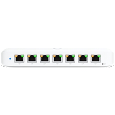 Ubiquiti USW-Ultra-210W-EU compact, Layer 2, 8-port GbE PoE switch with versatile mounting options, 7x GbE PoE+ output ports, GbE port with optional PoE++ input, 202W PoE availability with the included AC power adapter