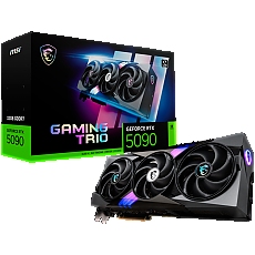 MSI Video Card Nvidia GeForce RTX 5090 32G GAMING TRIO, 32GB GDDR7, 512bit, Effective Memory Clock: 28000MHz, Boost: 2482 MHz, 21760 CUDA Cores, PCIe 5.0, 3x DP 2.1b, HDMI 2.1b, RAY TRACING, Triple Fan, 1x16pin, 1000W Recommended PSU, 3Y