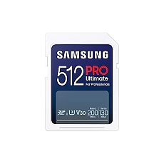 Samsung 512GB SD Card PRO Ultimate with USB Reader, U3, V30 , Read 200MB/s - Write 130MB/s