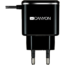 CANYON charger H-041 2.1A/USB-A built-in MicroUSB Black Silver