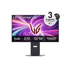 LG 32GS95UV-B, 31.5" 4K UHD OLED Dual-Mode, 0.03ms (GtG), UHD (3840x 2160), 4K 240Hz, FHD 480Hz, 1500000:1, 450 cd/m2, 1000:1, DCI-P3 98%, AMD FreeSync, NVIDIA G-Sync, DTS, Speacer 7Wx2, VRR, HDR 400, USB Down/Up-stream, HDMI, DisplayPort, Tilt, Height,