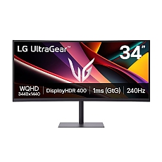 LG 34G630A-B, 34", UltraGear 21:9 Curved, VA, 1ms MBR, 5ms, WQHD (3440x1440), 240Hz, HDR 400, 4000:1, 300cd/m2, DCI-P3 95%, Free-sync, NVIDIA G-SYNC Compatible, VRR, USB, USB-C, HDMI, DP, Speakers 5Wx2, PIP, PBP, Height, Swivel, Tilt, Black