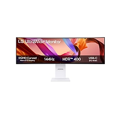 LG 49U950A-W, 49" 32:9 Curved UltraWide Dual QHD 5K 5120x1440 NANO IPS 1ms MBR, 144 Hz, 5ms, 400 cd/m2, 1000:1, HDR400, DCI-P3 98%,  USB Type-C, PD 90W, FreeSync, G-SYNC, PIP, 2 PBP, HDMI, DisplayPort, Speacer 2ch 10W, Tilt, Height, Swivel, Tiltan