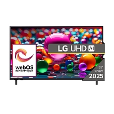 LG 55UA74003LB, 55" 4K UltraHD TV 4K (3840x2160), DVB-T2/C/S2, webOS 25 Smart, ThinQ AI, Alpha 7 AI Processor, WiFi, HDR10 pro, HLG, ALLM/HGiG, 4K Upscaling, AI Sound pro, Multiple View, HDMI eARC, LAN, USB, Bluetooth, Google Cast, 2 Pole Stand, Silver