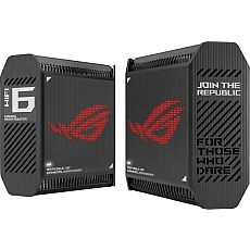 Asus Gaming Mesh WiFi system, ROG Rapture GT6 2PK, AX10000,Tri-Band, up to 540m2, Tri-Core 1.7GHz CPU, 256MB/512MB Flash/RAM, 2.5G port, AiProtection Pro, Adaptive QoS, VPN server/client, IPTV, OFDMA, MU-MIMO, Beamforming, Link Aggregation, AiMesh, Black