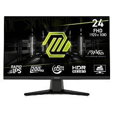MSI MAG 242F, 23.8", 0.5ms, 200Hz, Rapid IPS, 1920x1080 (FHD), 16:9, AMD FreeSync Premium, 89% DCI-P3, AG, HDR Ready, 300 nits, 1000:1, DCR 100M:1, DP(1.2a), HDMI 2.0b, Tilt, VESA, Black, 3kg