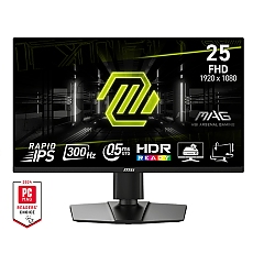 MSI MAG 255PXF, 24.5", 0.5ms, 300Hz, Rapid IPS, 1920x1080 (FHD), 16:9, AMD FreeSync Premium, 90% DCI-P3, AG, HDR Ready, 250 nits, 1000:1, DCR 100M:1, 2x2W, DP(1.2a), 2xHDMI 2.0b, Pivot, Heigh Adj., VESA, Black, 5.3kg