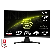 MSI MAG 274CQF, 27", 0.5ms, 180Hz, Rapid VA, 2560x1440 (WQHD), 16:9, CURVE 1500R, Adaptive-Sync, 93% DCI-P3, AG, 300 nits, 5000:1, DCR 100M:1, DP(1.4), 2xHDMI 2.0b, Tilt, VESA, Black, 3 kg