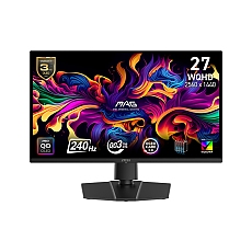 MSI MAG 271QP QD-OLED X24, 26.5", 240Hz, 0.03ms, 2560x1440 (WQHD), Oled Care 2.0, 16:9, Flat, Adaptive-Sync, HDR True Black 400, 99% DCI-P3, AR, FW Update, 450 nits, DCR 150M:1, DP(1.4a) HBR3, 2xHDMI 2.1, Pivot, Heigh Adj., VESA, Black, 8kg