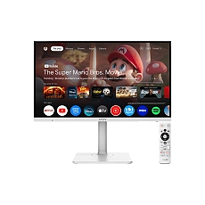 MSI Modern MD272UPSW, 27", 4ms, IPS, 3840x2160 (UHD), 16:9, Flat, Smart Google TV, Remote Control, HDR Ready, 300 nits, 1000:1, DP(1.4a), HDMI2.0b, TypeC DP alt. w/PD (65W), 2xUSB (2.0), LAN, WiFi 5, BT 5, Dolby Audio 2x3W, Pivot, Heigh Adj., White, 6.3k