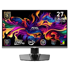 MSI MAG 272UP QD-OLED X24, 0.03ms, 240Hz, 3840 x 2160 (UHD), 16:9, NVIDIA G-SYNC, 99% DCI-P3, VESA DisplayHDR True Black 400, AG, DP(1.4a), 2xHDMI 2.1, TypeC (DP alt. w/15W PD), Pivot, Heigh Adj., VESA, Black, 8kg