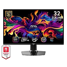MSI MAG 321UP QD-OLED, 32", 0.03ms,165Hz, 3840x2160 (UHD), 16:9, Flat, Oled Care 2.0, FreeSync Premium Pro, Clear MR 9000, AR, 250 nits, DCR 150M:1, DP(1.4a), 2xHDMI 2.1, 1xTypeC DP alt. w/PD (15W), Pivot, Heigh Adj., Black, 9.1kg