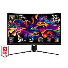 MSI MAG 321CUP QD-OLED, 31.5", 0.03ms, 165Hz, 3840x2160 (UHD), Curve 1700R, G-Sync Compatible, Oled Care 2.0, DisplayHDR 400 True Black, ClearMR 9000, FW UPDATE, Delta E?2, 1.5M:1, HDMI 2.1, DP 1.4a, TypeC DP w/PD(15W), Heigh Adj., Black, 8kg