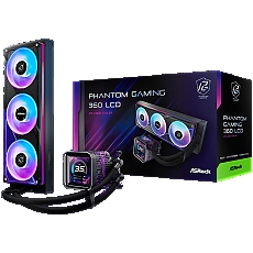 Asrock PHANTOM GAMING 360 LCD, AiO liquid cooler, ARGB, IPS LCD, 360 mm radiator, AM5, AM4, LGA1851, LGA1700, 90-APGA36-BAAGA5, 6Y