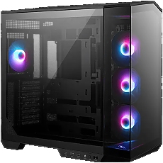 MSI MAG PANO 100R PZ, Mid-Tower, ATX/M-ATX/ITX, 2x USB 3.2, 1x USB Type-C 20Gbps, 1x Audio/Mic, LED Button, 3x 120mm Reverse Blade ARGB + 1x 120mm ARGB Fans, ARGB Fan Hub, Mesh Panel, Tempered Glass, Black