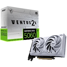 MSI Video Card NVIDIA GeForce RTX 5060 8G VENTUS 2X WHITE, 8GB GDDR7, 128-bit, 2512 MHz Boost, 3840 CUDA Cores, PCIe 5.0 (x8), 3x DP 2.1b, HDMI 2.1b, RAY TRACING, Dual Fan, 145W TDP, 8-pin PCIe Power, G-SYNC, 2-Slot, 3Y