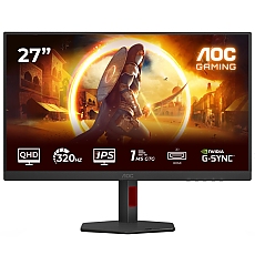 AOC Q27G4SRU, 27" Fast IPS WLED, 2560x1440@320Hz, 1ms GtG, 0.3ms MPRT, 450cd m2, 1000:1, Adaptive Sync, FlickerFree, Low Blue Light,  2Wx2, Tilt, Height Adjust, Pivot, Swivel, 2xHDMI, DP, USB hub