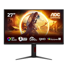 AOC Q27G4ZD, 27" QD-OLED, 2560x1440@280Hz, 0.03ms GtG, 1.5M:1, 1000cd m/2, Adaptive Sync, FlickerFree, Anti Blue Light, Tilt, Height Adjust, Pivot, Swivel, 2xHDMI, DP, USB hub
