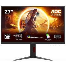 AOC U27G4XM, 27" Fast IPS MiniLED, 3840x2160@160Hz, 1ms GtG, 1200cd/m2, 1000:1, 80M:1 DCR, Adaptive Sync, FlickerFree, Low Blue Mode, Tilt, Height Adjust, Pivot, Swivel, HDMI, DP, USB hub