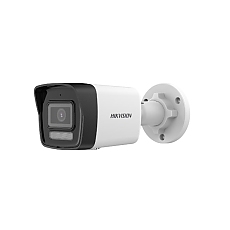 HikVision 2 MP Smart Hybrid Light Fixed Bullet Network Camera, 4 mm, F1.6, IR, White Light up to 30m, H.265+, IP67, built-in microphone, 12Vdc/PoE 6.5W