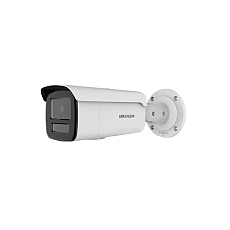 HikVision 4 MP Acusense Smart Hybrid Light Fixed Bullet Network Camera, 4 mm, F1.6, IR, White Light up to 80m, H.265+, IP67, built-in Microphone, built-in memory card slot (up to 512GB), 12Vdc/PoE 11W