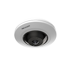 HikVision 5MP Fixed Fisheye Network Camera, 1.05 mm, F2.25, 180° fisheye view, IR up to 8 m, H.265+, 120 dB WDR, built-in microphone, built-in memory card slot (up to 256 GB), 12Vdc/PoE 7.5W