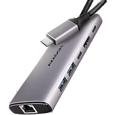 AXAGON HMC-6G2L 2x USB-A 10Gbps, 1x USB-C 10Gbps, 4K/60Hz HDMI, RJ-45, USB 3.2 Gen 2 hub, PD 100W, 15cm USB-C cable