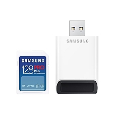 Samsung 128GB SD Card PRO Plus with USB Reader, Class10, Read 180MB/s - Write 130MB/s