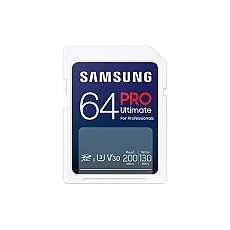 Samsung 64GB SD Card PRO Ultimate, U3, V30 , Read 200MB/s - Write 130MB/s