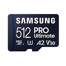 Samsung 512GB micro SD Card PRO Ultimate with Adapter , UHS-I, Read 200MB/s - Write 130MB/s, U3, V30, A2 Samsung 512GB micro SD Card PRO Ultimate with Adapter , UHS-I, Read 200MB/s - Write 130MB/s, U3, V30, A2