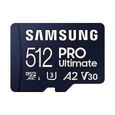 Samsung 512GB micro SD Card PRO Ultimate with USB Reader , UHS-I, Read 200MB/s - Write 130MB/s, U3, V30, A2 Samsung 512GB micro SD Card PRO Ultimate with USB Reader , UHS-I, Read 200MB/s - Write 130MB/s, U3, V30, A2