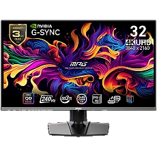 MSI MPG 321URX QD-OLED Gaming Monitor, 31.5" 240Hz, UHD (3840x2160) 16:9, QD-OLED Anti-Reflection, 0.03ms, 250nits, 1500000:1, 178/178, G-SYNC Compatible, DisplayHDR True Black 400, Adjustable Stand, 1x DP, 2x HDMI, 1x Type-C,1xHeadphone out, 3Y
