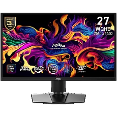 MSI MAG 272QP QD-OLED X24 Gaming Monitor, 26.5" 240Hz, WQHD (2560x1440) 16:9, QD-OLED Anti-Reflection, 0.03ms, 200nits, 1500000:1, 178/178, G-SYNC Compatible, AMD FreeSync Premium, HDR Ready, Adjustable Stand, 1x DP, 2x HDMI, 1x Type-C, 3Y