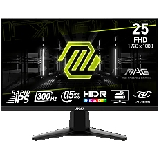 MSI MAG 255XF Gaming Monitor, 24.5" 300Hz, FHD (1920x1080) 16:9, Rapid IPS, 0.5ms, 250nits, 1000:1, 178/178, AMD FreeSync Premium, HDR Ready, Tilt, 1x DP, 2x HDMI, 1x Headphone out, 3Y Warranty