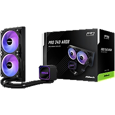Asrock Pro 240 ARGB, AiO liquid cooler, 240 mm radiator, AM5, AM4, LGA1851, LGA1700, 90-APRA36-BAAGA6, Black, 6Y