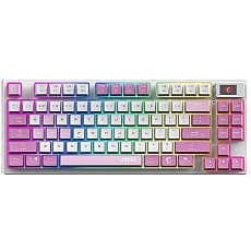 MSI FORGE GK600 TKL WIRELESS VIOLET - Hot-Swappable Mechanical Switches, PBT Keycaps, Sound-Dampening Foam and Gaskets, Integrated Display, RGB LED, 2.4GHz, BT, USB-C