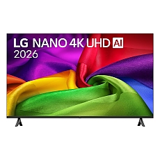LG 55NU800B3LA, 55" 4K HDR UHD, 3840x2160, DVB-T2/C/S2, AI Alpha 7, HDR 10, webOS 26, ThinQ AI, VRR, ALLM, HGiG, WiFi, Clear Voice, 4K Super Upscaling, Bluetooth 5.3, Hdmi e-ARC, CI, LAN, AirPlay2, AI Sound Pro, Google Cast, 2 Pole stand, Black