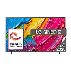 LG 75QNED80A3A, 75" 4K QNED HDR Smart TV, 3840x2160, DVB-T2/C/S2, Alpha 7 AI Processor, HDR10 / HLG, webOS 25 ThinQ, VRR / ALLM / HGiG, 4K Upscaling, WiFi 5, Voice Controll, Bluetooth 5.1, AirPlay 2, LAN, CI, HDMI, SPDIF, Google Cast, 2 pole Stand