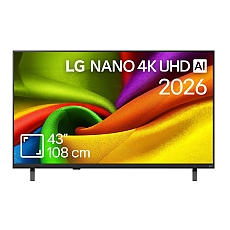 LG 43NU8E0B3LA, 43" 4K HDR UHD, 3840x2160, DVB-T2/C/S2, AI Alpha 7, HDR 10, webOS 26, ThinQ AI, VRR, ALLM, HGiG, WiFi, Clear Voice, 4K Super Upscaling, Bluetooth 5.3, Hdmi e-ARC , CI, LAN, AirPlay2, AI Sound Pro, Google Cast, 2 Pole stand, Black